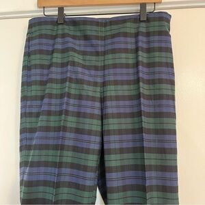 Talbots green, black, blue plaid straight leg Dress Pants women’s size 8 long